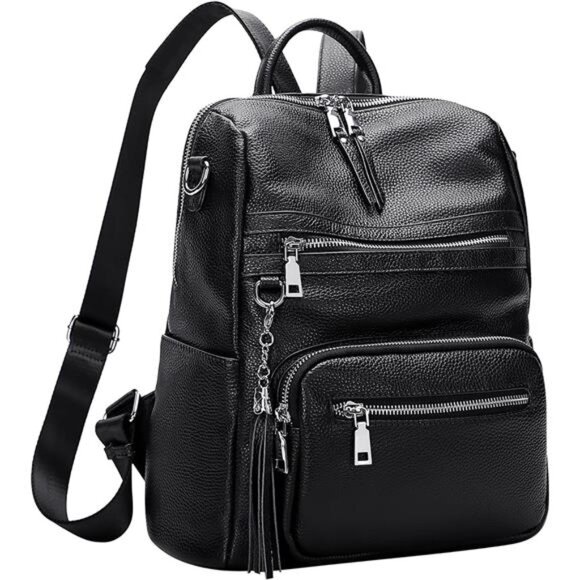 Genuine Leather Backpack Purse for Women Large Shoulder Bag With Laptop Pockets main image 5